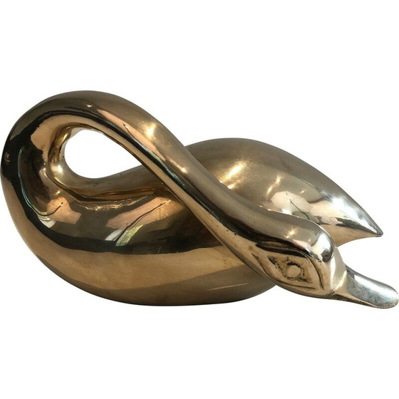 Image 1 of Vintage messing decoratieve eend, 1970