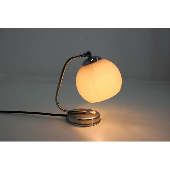 Image 1 of Vintage lamp van staal en glas, Tsjecho-Slowakije 1930