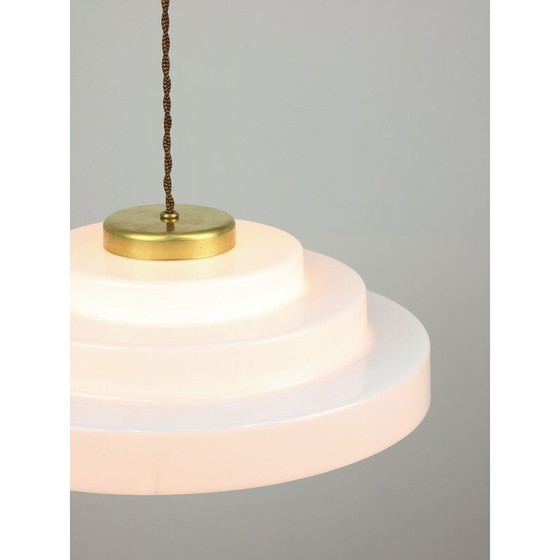 Image 1 of Vintage Cascade hanglamp van messing en plexiglas