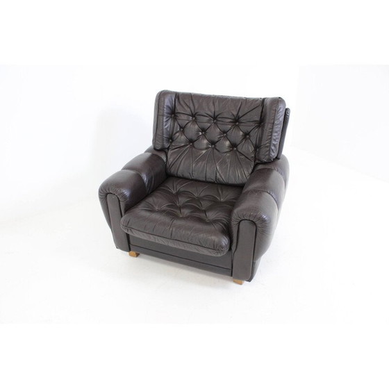 Image 1 of Bruine leren fauteuil van Vyber, 1970