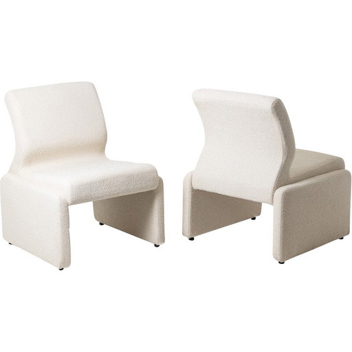 Paar vintage fauteuils met witte gespen, 1970