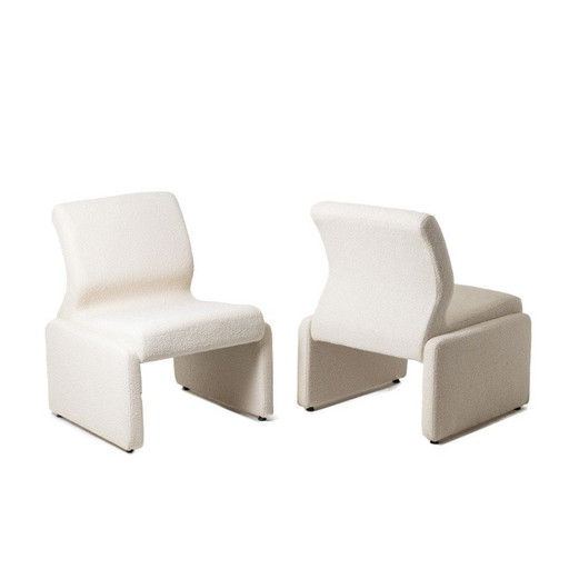 Paar vintage fauteuils met witte gespen, 1970