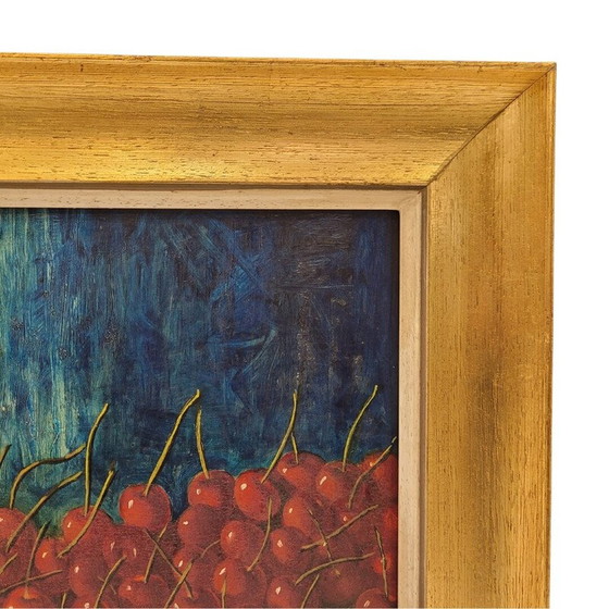 Image 1 of Vintage schilderij met tientallen rode kersen door José Luis Capitaine