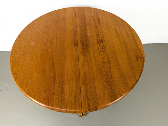 Image 1 of Deense ronde teakhouten eettafel met verlengstukken