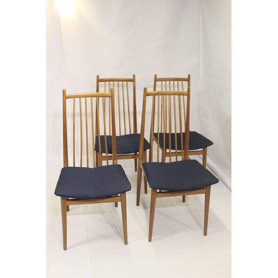 Image 1 of Set van 4 Scandinavische vintage stoelen van massief beukenhout, 1950