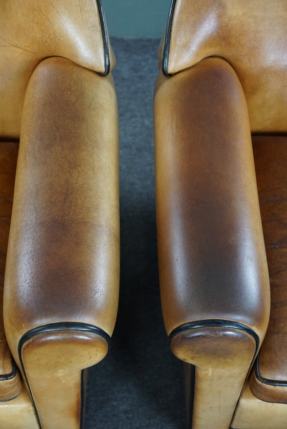 Image 1 of Set van twee Bart van Bekhoven schapenleren design armchairs/ fauteuils