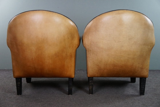 Image 1 of Set van twee Bart van Bekhoven schapenleren design armchairs/ fauteuils