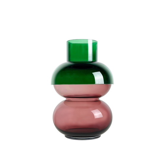 Image 1 of Cloudnola Bubbel Flip Vaas Medium Groen en Roze Glas