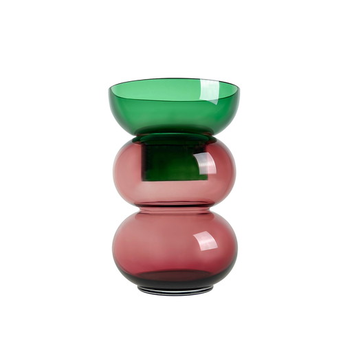 Cloudnola Bubbel Flip Vaas Medium Groen en Roze Glas