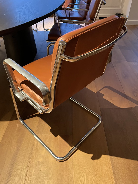 Image 1 of 9x Buisframe Leren Stoelen