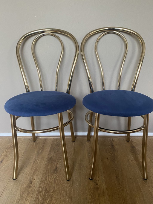 2x Vintage messing stoelen