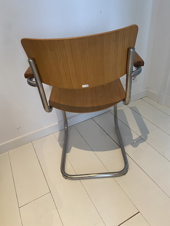 Image 1 of 6x Originele Mart Stam Eiken Sledestoelen S43 Thonet