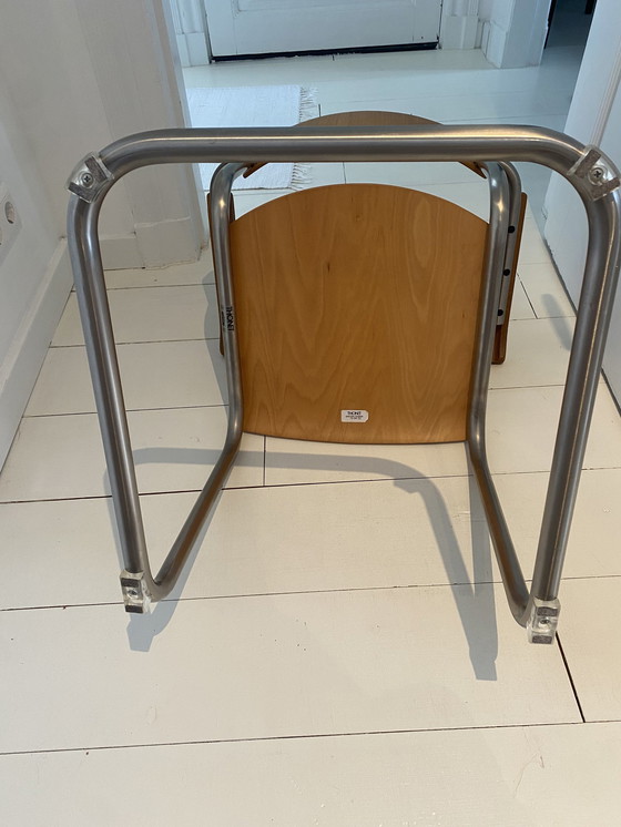 Image 1 of 6x Originele Mart Stam Eiken Sledestoelen S43 Thonet