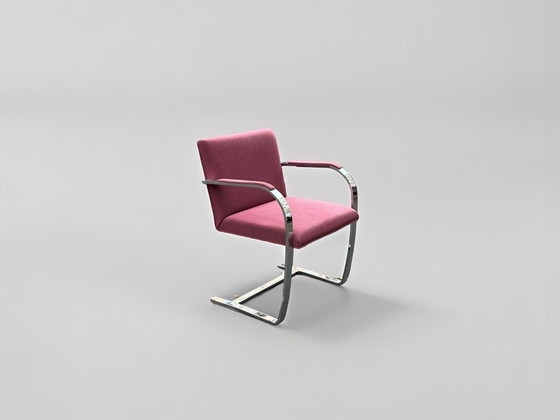 Image 1 of 1/4 Vintage Brno Knoll Fauteuil Stoel Ludwig Mies Van Der Rohe Oud Roze Bauhaus Chroom Stoffering Sledestoel