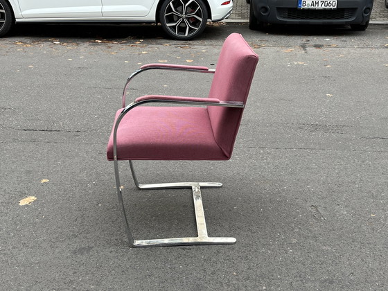 Image 1 of 1/4 Vintage Brno Knoll Fauteuil Stoel Ludwig Mies Van Der Rohe Oud Roze Bauhaus Chroom Stoffering Sledestoel