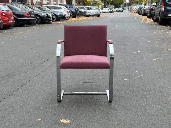 Image 1 of 1/4 Vintage Brno Knoll Fauteuil Stoel Ludwig Mies Van Der Rohe Oud Roze Bauhaus Chroom Stoffering Sledestoel