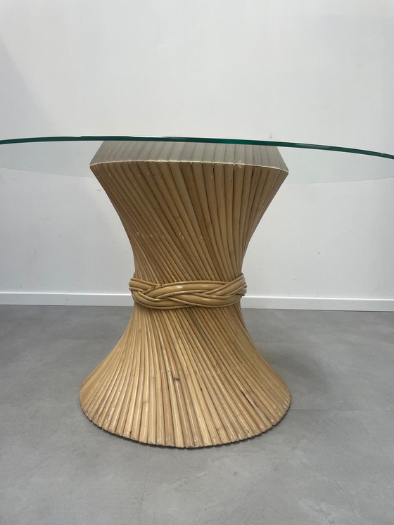 Image 1 of Tafel korenmodel met glasblad rond