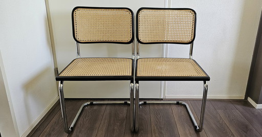 2 Cesca buisframe Stoelen Retro 