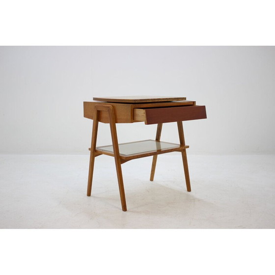 Image 1 of Vintage bijzettafel van hout en glas