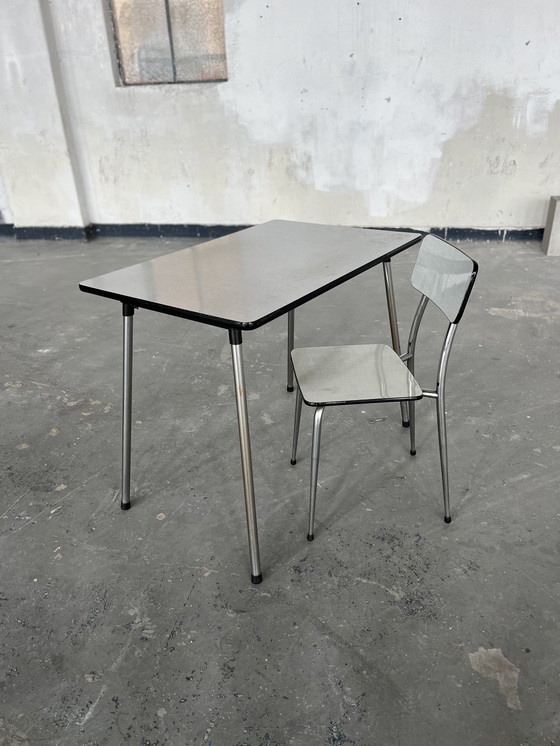 Image 1 of Vintage set Brabantia home steel tafel en stoel