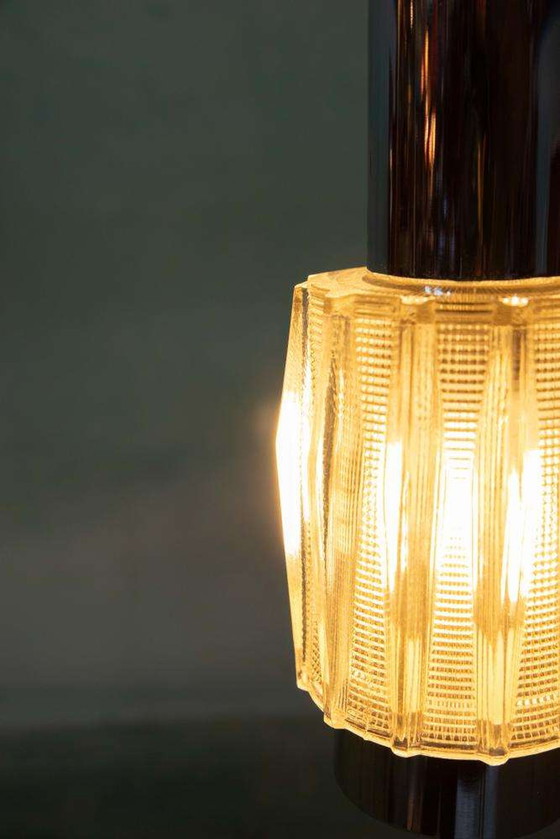 Image 1 of Vintage chroom en glas hanglamp, cascade space age pendant