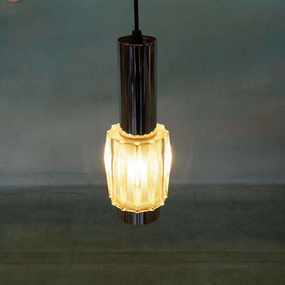 Image 1 of Vintage chroom en glas hanglamp, cascade space age pendant