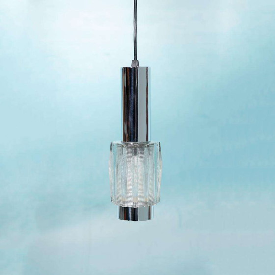 Image 1 of Vintage chroom en glas hanglamp, cascade space age pendant