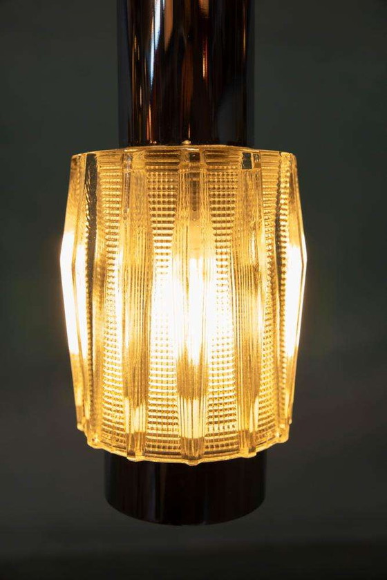 Image 1 of Vintage chroom en glas hanglamp, cascade space age pendant