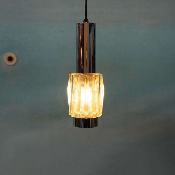 Image 1 of Vintage chroom en glas hanglamp, cascade space age pendant