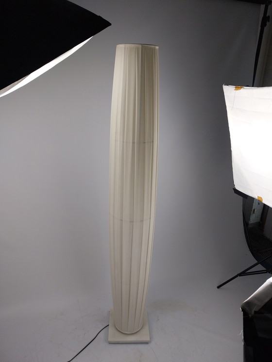 Image 1 of Bohemian Vloerlamp Plissé Stof, Cocoon Floor Lamp Japandi