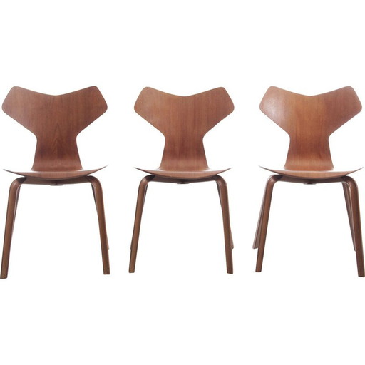 Vintage teakhouten "grand prix" stoelen van Arne Jacobsen, Denemarken 1972