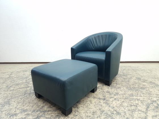 Image 1 of De Sede Fauteuil Met Kruk Groen Design Fauteuil Stoel