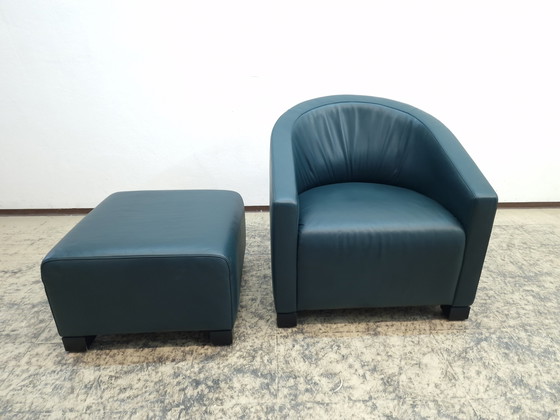 Image 1 of De Sede Fauteuil Met Kruk Groen Design Fauteuil Stoel