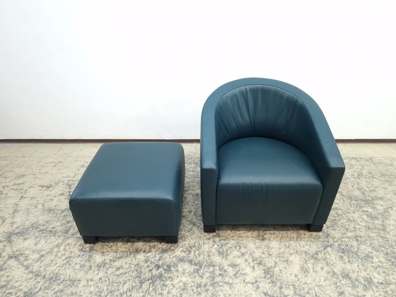 Image 1 of De Sede Fauteuil Met Kruk Groen Design Fauteuil Stoel