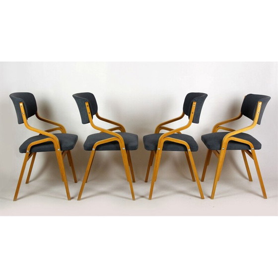 Image 1 of Set van 4 vintage stoelen van Drevopodnik Holesov, 1970