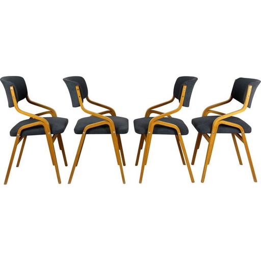 Set van 4 vintage stoelen van Drevopodnik Holesov, 1970
