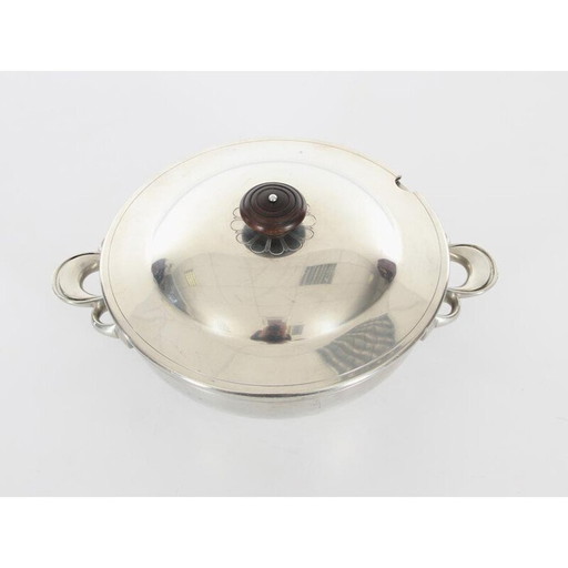 Vintage zilveren disko metalen pot met deksel van Just Andersen, 1930