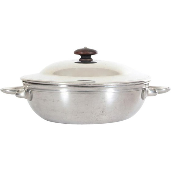 Image 1 of Vintage zilveren disko metalen pot met deksel van Just Andersen, 1930