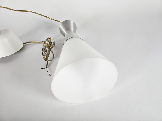 Image 1 of Hala Zeist - hanglamp - diabolo - melkglas - aluminium - 80's