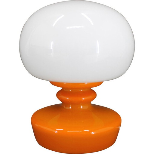Vintage oranje glazen paddestoel tafellamp van Stepan Tabery, Tsjechoslowakije 1970