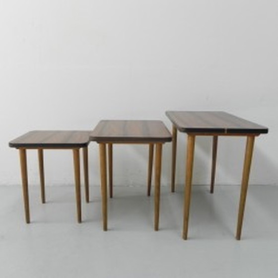 Image 1 of 3x Vintage bijzettafels, nesttafels mimiset - jaren 1960