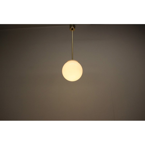 Image 1 of Vintage hanglamp van glas, gas, messing en kunststof, Tsjecho-Slowakije 1970