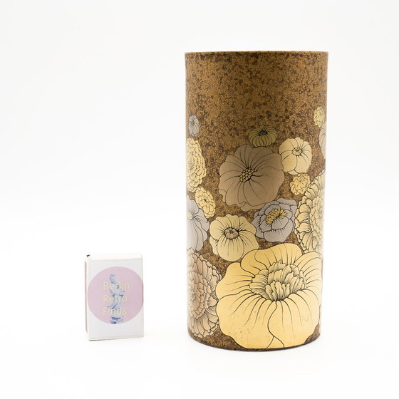 Image 1 of Rosenthal Studio-Line Alain Le Foll Goud Porseleinen Vaas Duo Mcm Retro Bloemen 70S