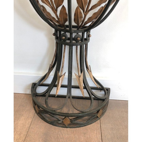 Image 1 of Vintage smeedijzeren console met marmeren blad, 1940