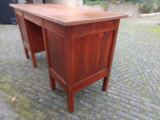 Image 1 of Vintage Houten Bureau Met Jalouziedeuren En 8 Laatjes