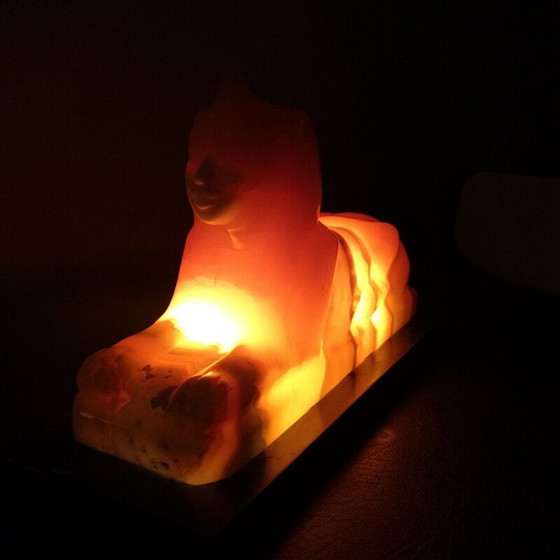 Image 1 of Vintage lamp in sphynx, albast en zwart marmer