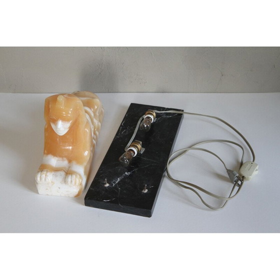 Image 1 of Vintage lamp in sphynx, albast en zwart marmer