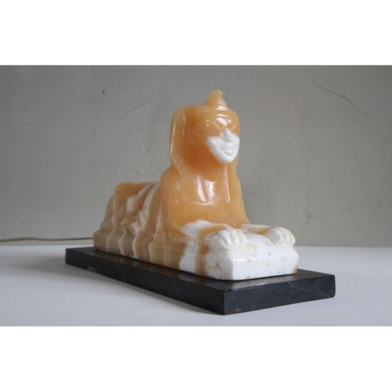 Image 1 of Vintage lamp in sphynx, albast en zwart marmer