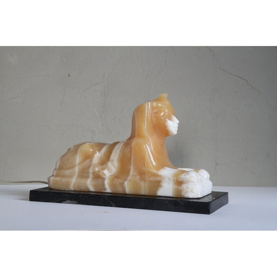 Image 1 of Vintage lamp in sphynx, albast en zwart marmer