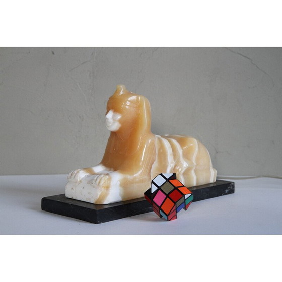 Image 1 of Vintage lamp in sphynx, albast en zwart marmer
